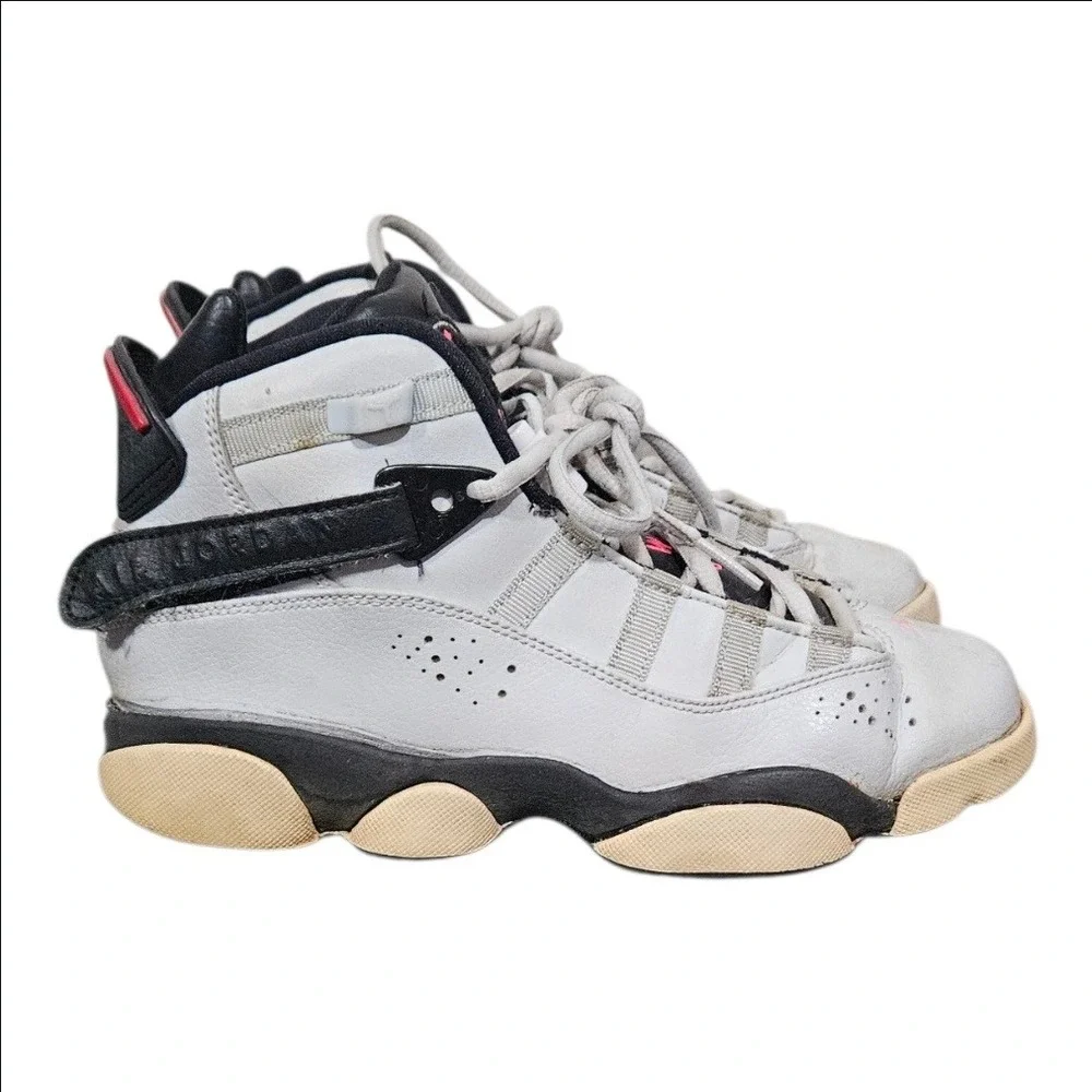 Nike Air Jordan 6 Rings Kids 5Y Wolf Grey Pink Flash Sneakers 323399-009